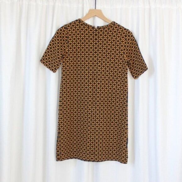 LOFT Dresses & Skirts - Loft Orange and Navy Textured Geometric Short Sleeved Mini Dress XS